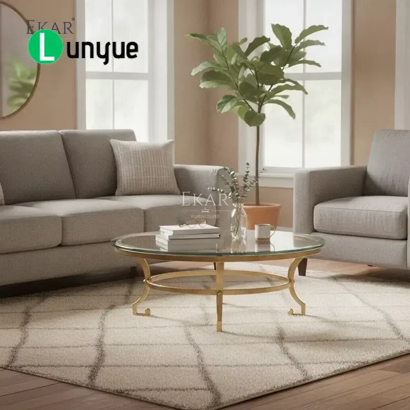 Oval Marble Coffee Table French Classic Style Living Room Center Table Elegant Furniture for Home Decor Durable Stone Top