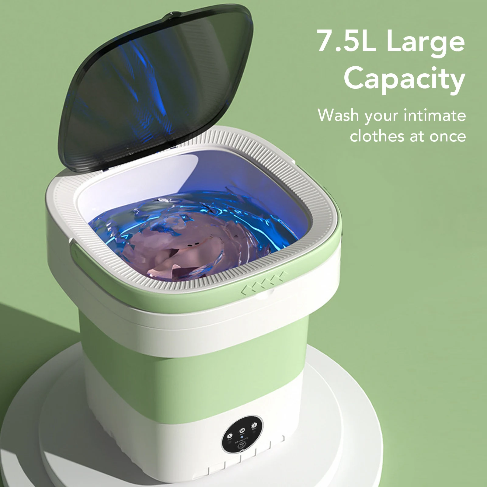 7.5L Mini Wahing Machine Portable Bucket Washer Foldable Washing Machine with Soft Pipe 100‑240V