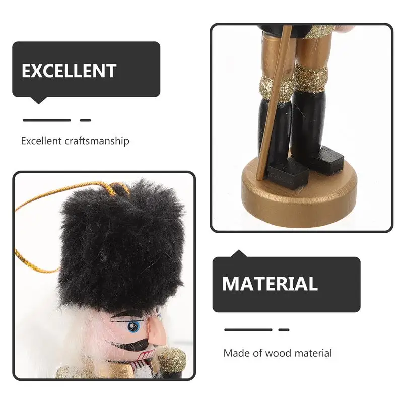 4pcs Wooden Nutcracker Adornments Christmas Home Decorations Christmas Gifts