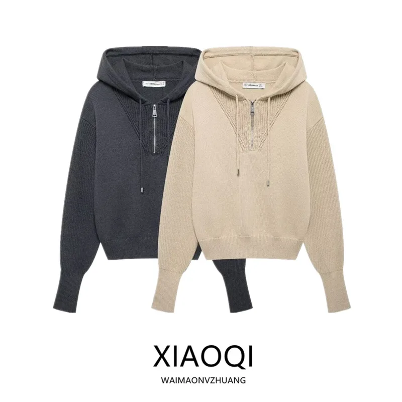 Women's Knitted Long Sleeve Hoodie Multi-Color New Arrival Fall 2024 Fashion Casual Comfortable Polyester Blend Crew Neck