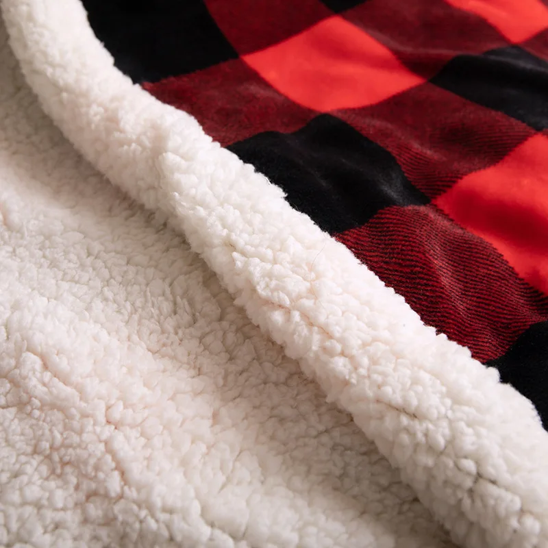 Flannel Blanket Double Layer Sherpa Plaid Office Student Dormitory Air Conditioning Blanket Nap Plush Sofa Cover Blanket