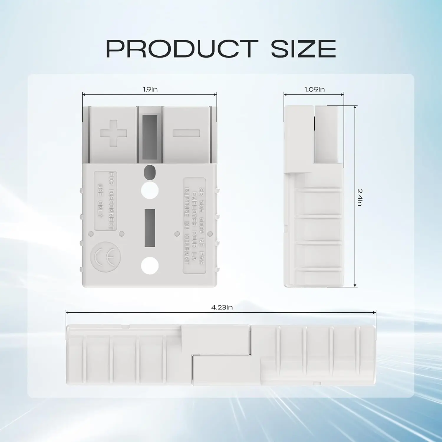 أندرسون موصل 50A-600 فولت رمادي 2 قطعة بطارية الاتصال السريع قطع البطارية موصل سريع سلك تسخير التوصيل عدة