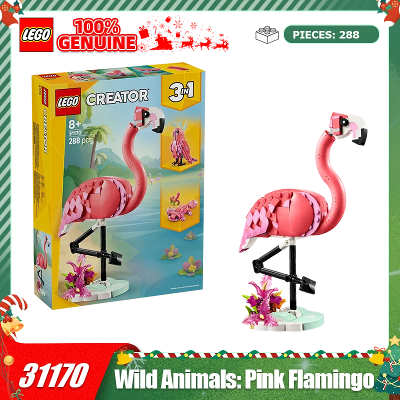 

LEGO 31170 Wildlife: Pink Flamingo Creative Versatile 3-in-1 Series of Building Blocks Children's Building Toys Christmas Gift