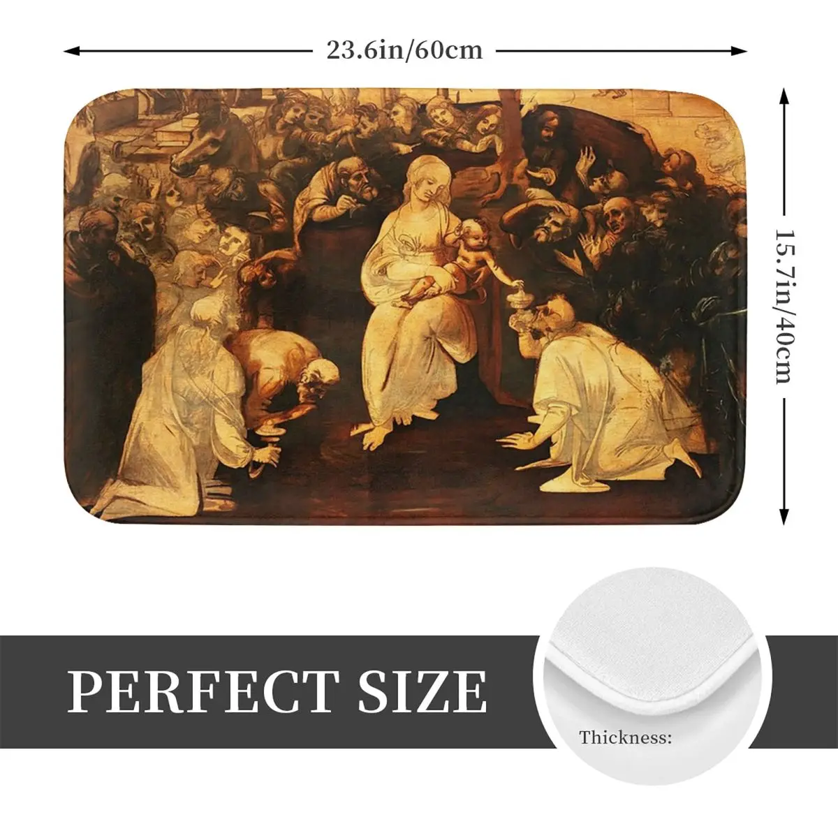 Leonardo Da Vinci Adoration Of The Magi Non-slip Doormat Floor Mat Carpet Rug for Kitchen Entrance Home Bathroom LFootpad Mats