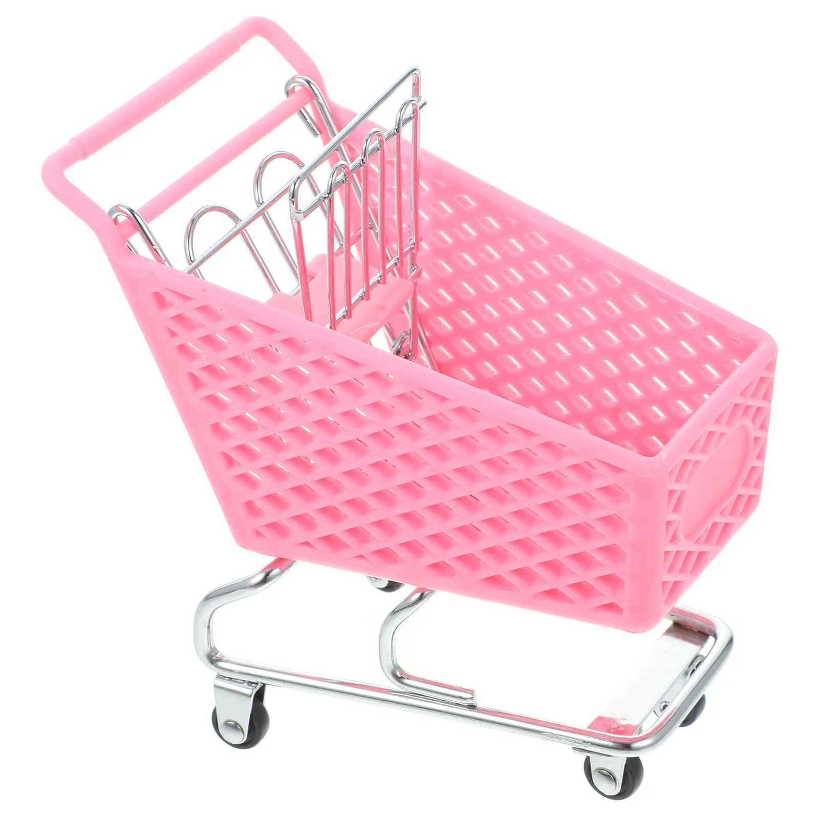 Mini panier de courses en fer, panier de rangement, organisateur de bureau, couleur aléatoire, artisanat créatif en métal, outil de chariot utilitaire pour Table