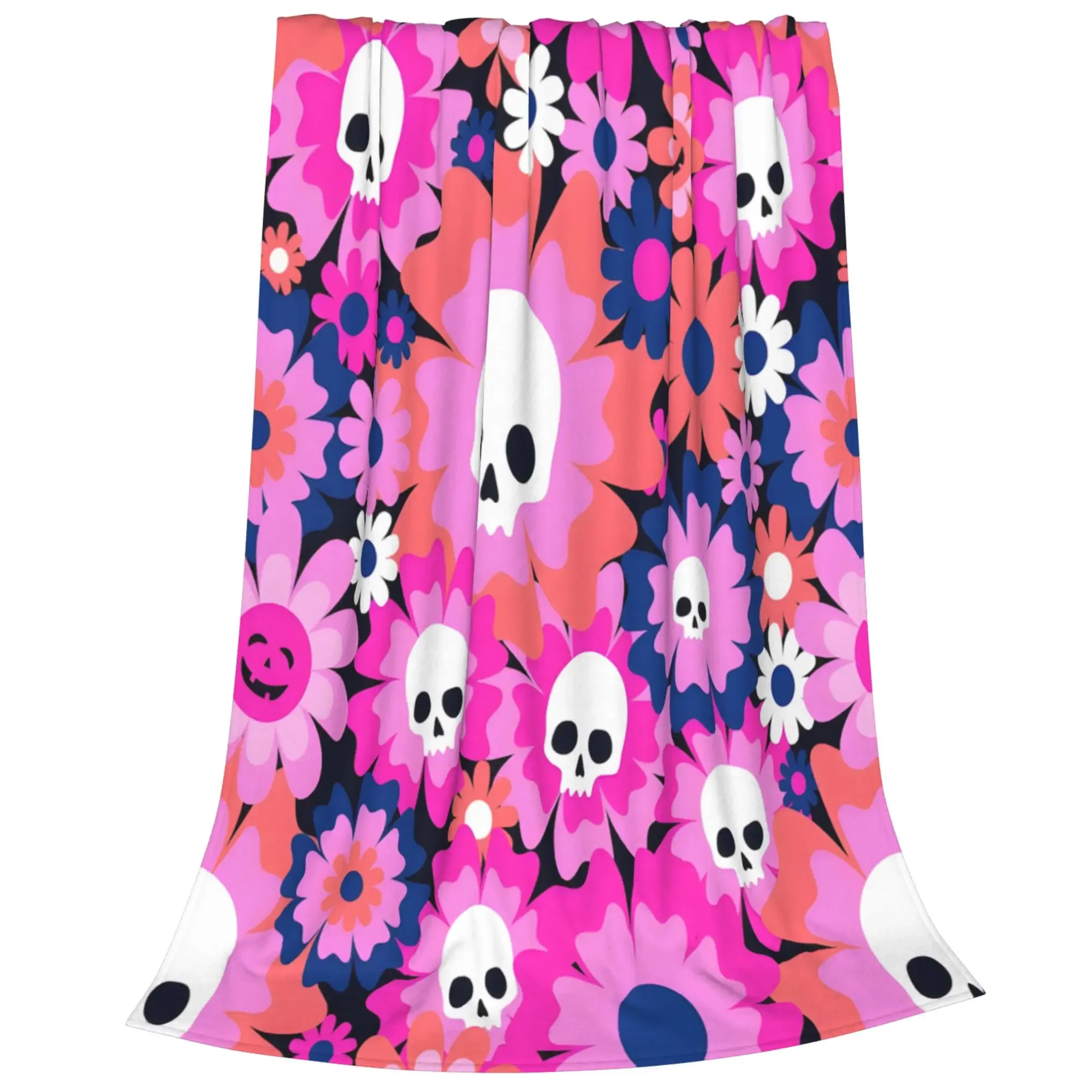 Halloween Skull Crush Flannel Blanket, warm and lightweight, suitable for office sofa bedroom