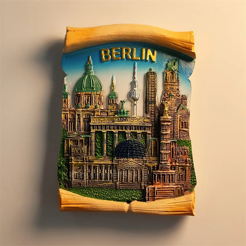 Berlin Landmark Architectural Attractions Tourist Souvenir Hand-painted Decorative Magnetic Fridge Magnet Resin Material