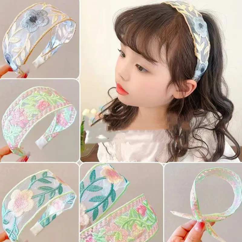 1/3PCS Embroidered flower headband for women with a sense of luxury, ethnic style, floral fabric, wide edge headband