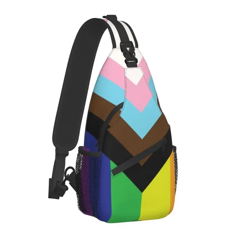 Gay Pride Rainbow Flag LGBTQ Sling Crossbody Chest Bag Men Fashion LGBT Lesbian Bisexual Shoulder Backpack for Camping Biking