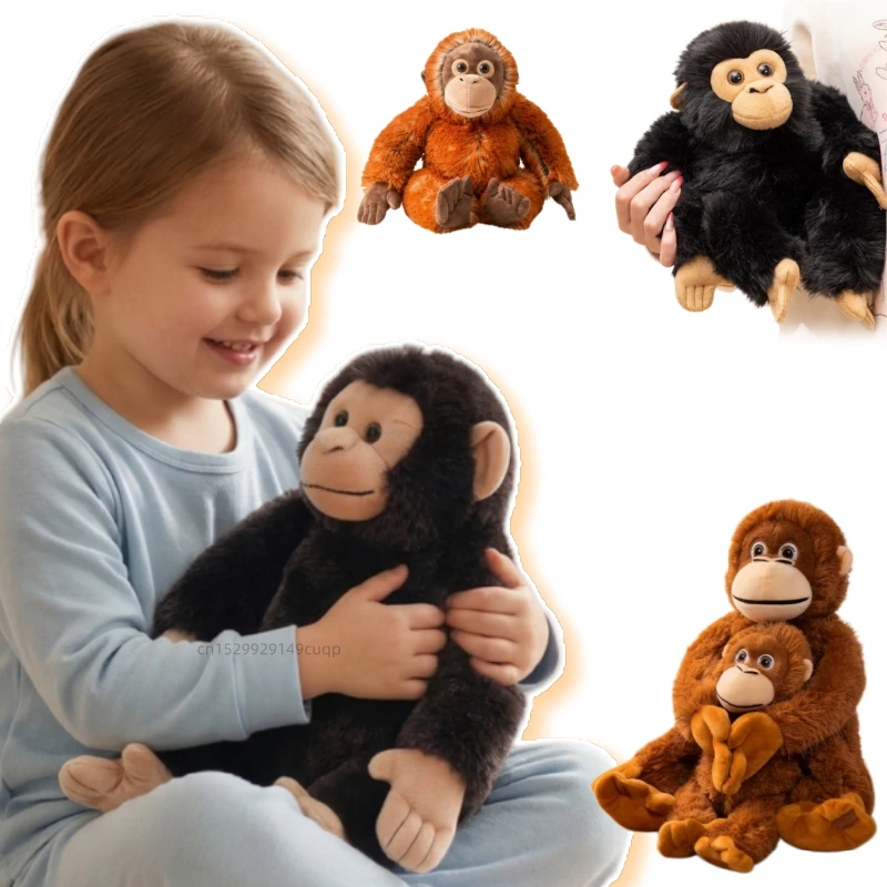Simulation Punch Gorilla Plush Doll Mother And Baby Long-arm Monkey Animal Stuffed Toy Home Decoration Gift For Children