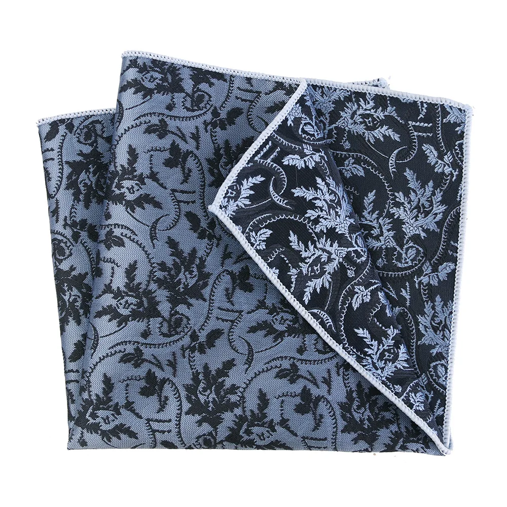 Azul de luxo masculino toalha quadrada formal vestir toalha de peito poliéster seda dot xadrez jacquard lenço ajuste diário bussiness para o homem