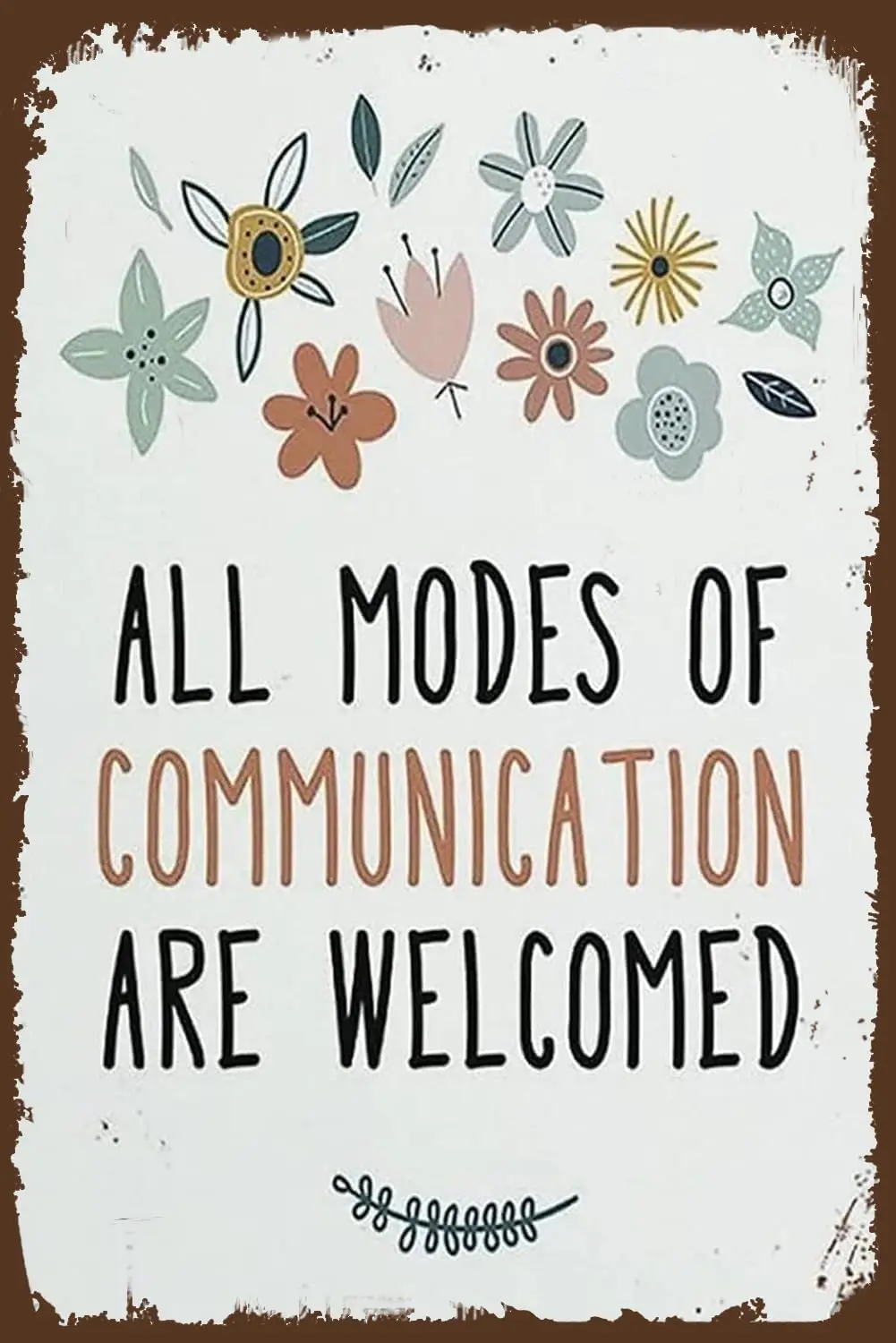 כל מצבי התקשורת מתקבלים בברכה, עיצוב קיר טיפול בדיבור, חדר דיבור, פוסטר טיפול בדיבור, אמנות קיר, ביטוי