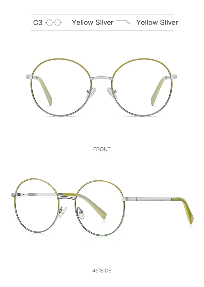 Anti-Blau-Strahlen, runde Kurzsichtigkeitsbrille für Frauen, literarische Vintage-Metall-Kurzsichtbrille, Rezept 0–0,5–0,75 bis –6,0 – Detail 14