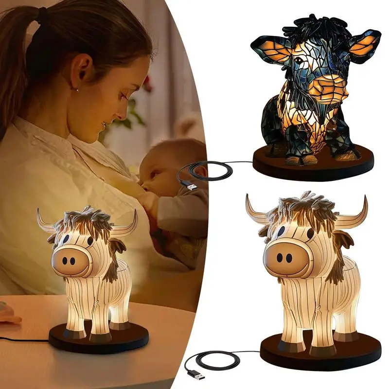 

Modern Style 3D Nordi-c LED Lighting Highland Cow Led Lamp Table Lamp Bedside Table Light Indoor Home Decor Lighting Stand Lamp