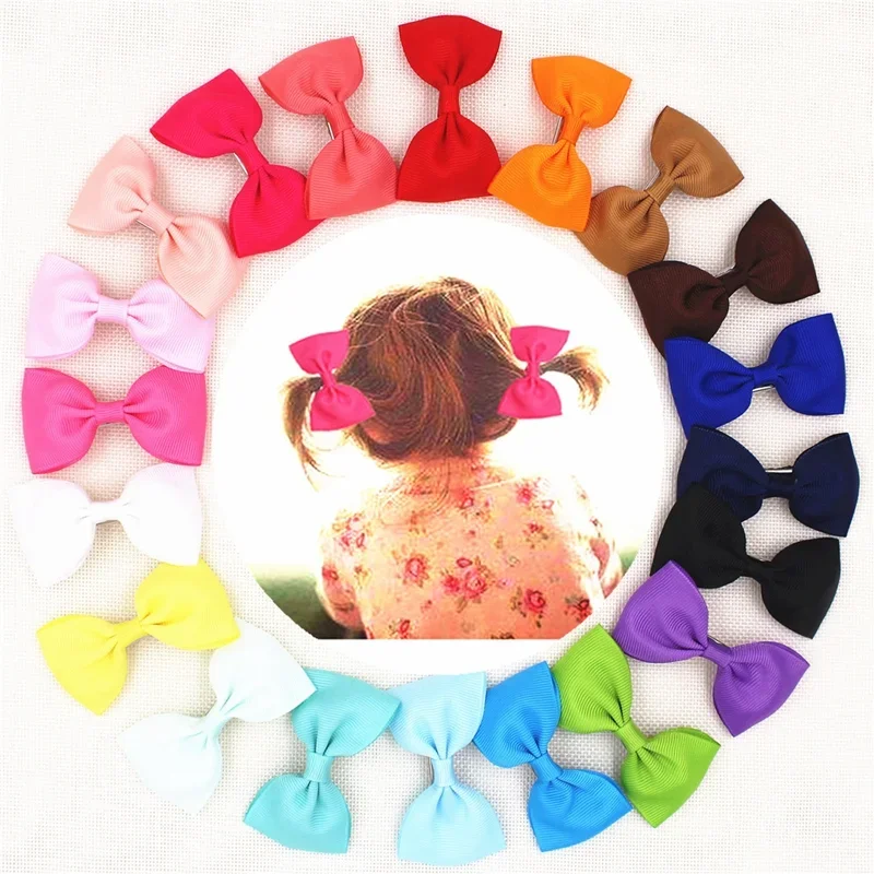 Cinta de grogrén anudada hecha a mano para niña, pinzas para el pelo, lazos de moda, horquilla para flequillo infantil, accesorios de fotografía, Color sólido