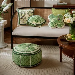 White Camellia Blossom Cushion Cover, Soft Velvet, Luxury Pillowcase, Square, Round, Green, Home Decorative Case