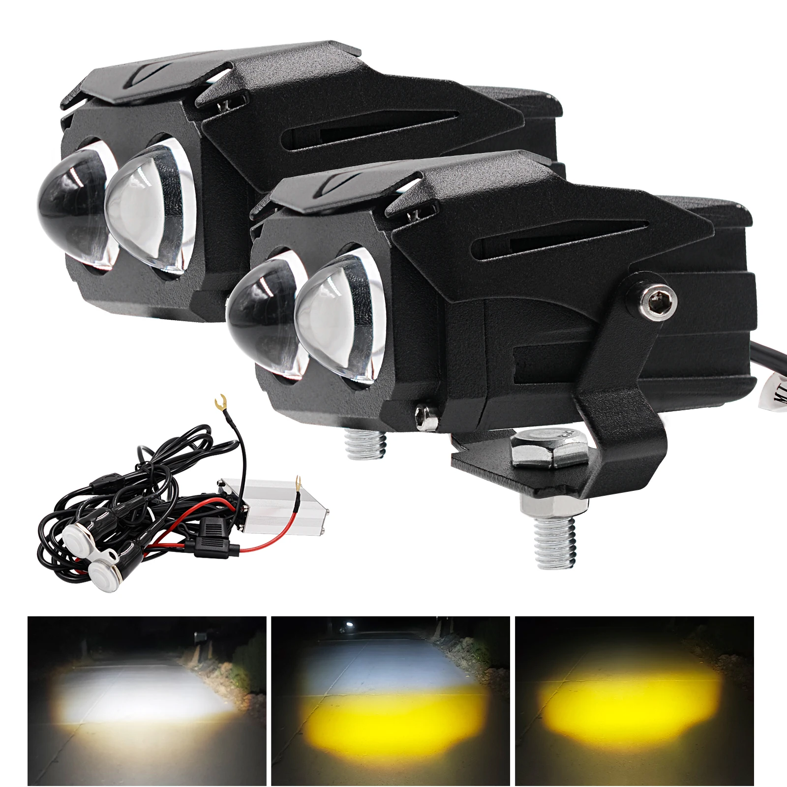 Waterproof U10 LED Motorbike Spotlight Dual Lens 12V Classic Motorcycle Led Headlight