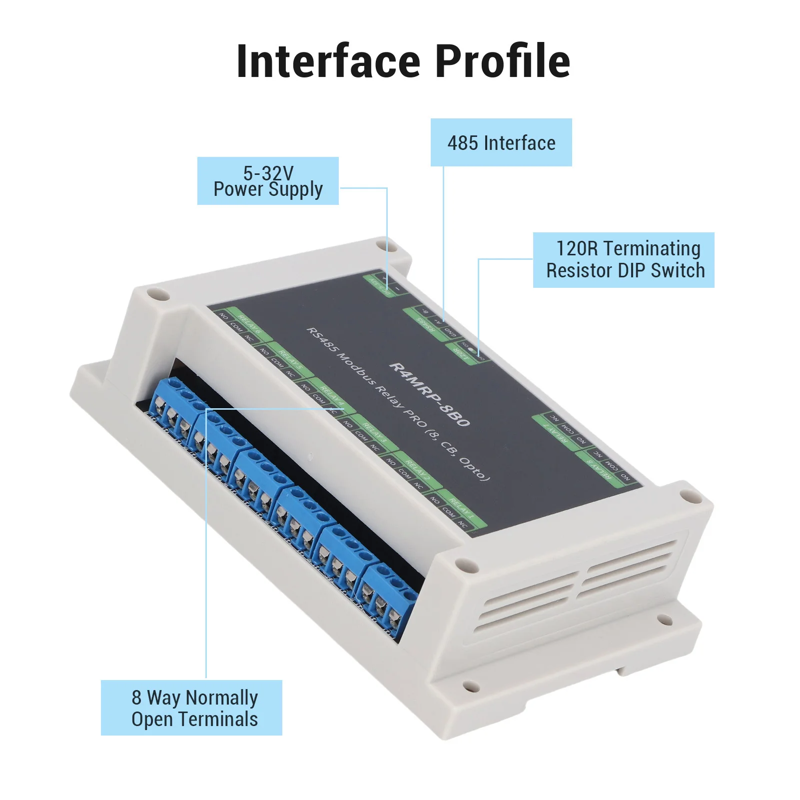 Module de relais 8 canaux 485 Rail RTU, Module d'isolation optocoupleur pour l'automatisation industrielle