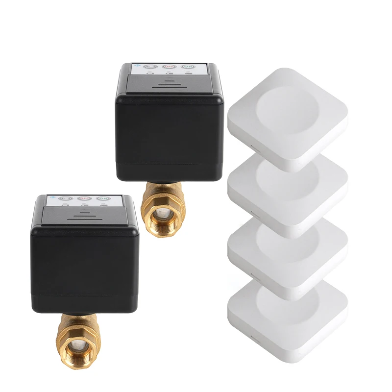 Batteriebetriebenes kabelloses 433-MHz-Wasserleckschutzsystem DN15 (1/2 Zoll), DN20 (3/4 Zoll), DN25 (1 Zoll), schwarzes Messingventil