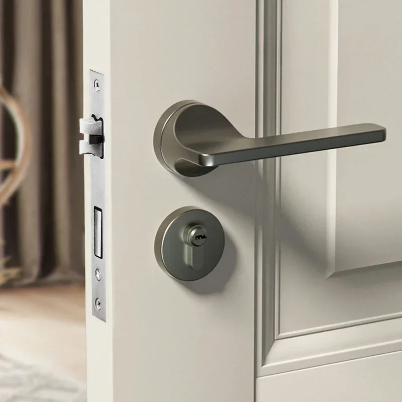 

Door lock, indoor bedroom, room door , black split lock, zinc alloy handle , minimalist magnetic and silent door