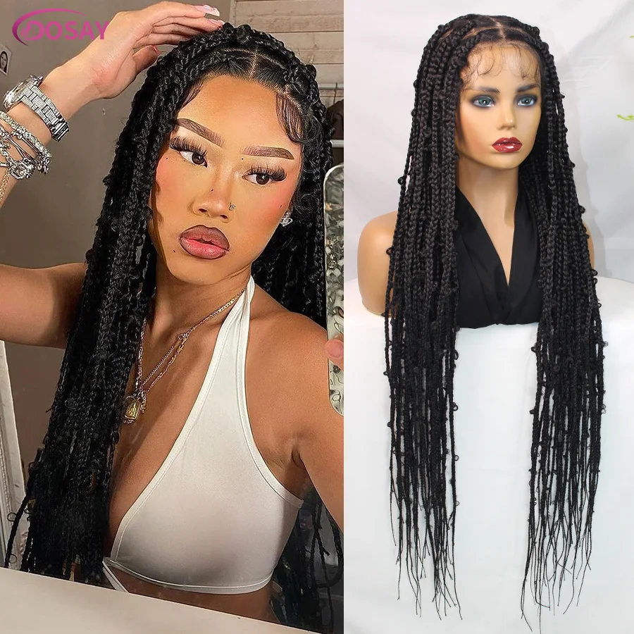 Wear & Go Glueless Synthetic Knotless Box Braided Wigs Full Lace Butterfly Braids Wig With Baby Hair For Women Cornrows Braids