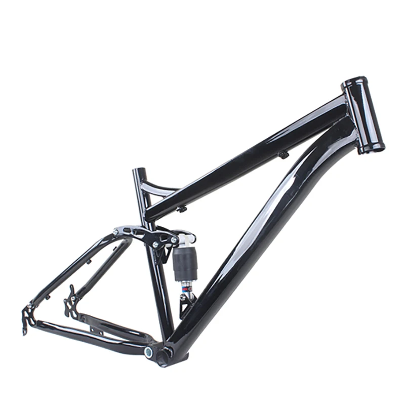 Shock-absorbing Frame for Mountain Bike, MTB Disc Brake, High Carbon Steel, Modified Bicycle Parts, Bright Black, 26 in