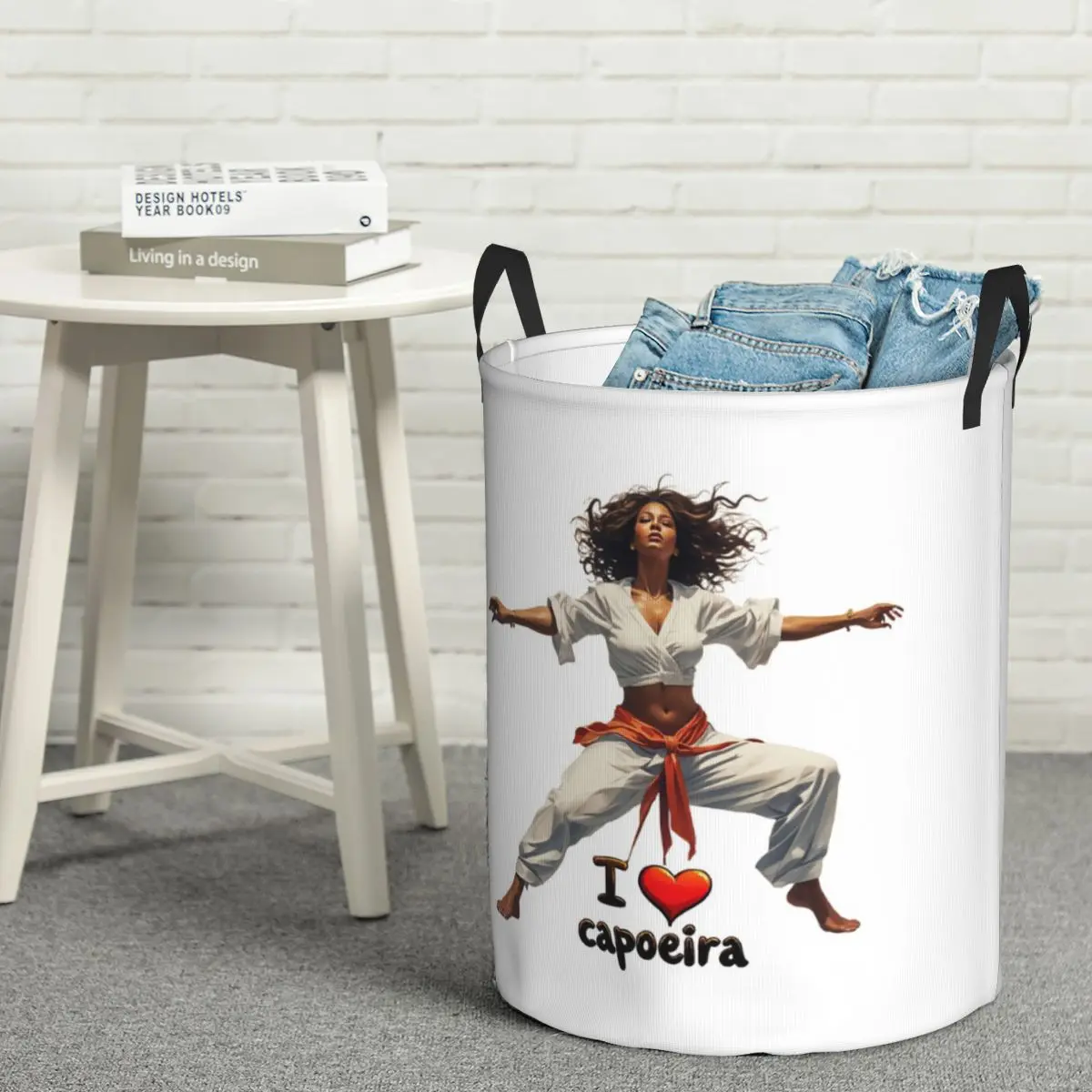 Coletor de lavanderia dinâmico capoeira arte eu amo capoeira design dobrável cesta de lavanderia cesta de lavagem do bebê organizador casa