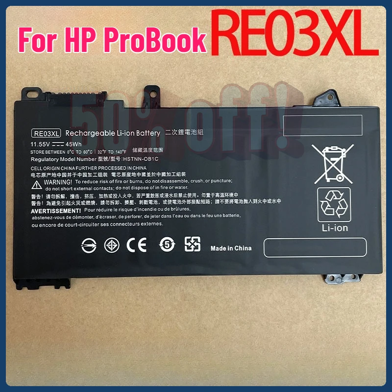 

RE03XL laptop Battery For HP ProBook 430 440 445 445R 450 455R 455 G6 G7 ZHAN 66 Pro 13 14 15 G2 G3 HSTNN-0B1C HSTNN-UB7R