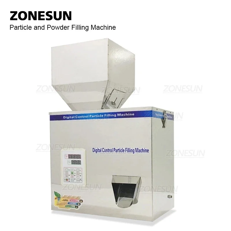 ZONESUN 5-500G Digital Powder & Granule Filling Machine | SUS304 Weighing Filler for Matcha, Rice, Tea, Coffee, Food Packaging