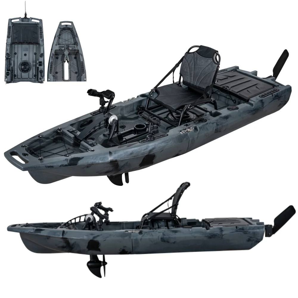 

LSF 9ft Easy to Transport Modular Pedal Drive Kayak 1 Person 2 Section Detachable Fishing Kayak with Motor