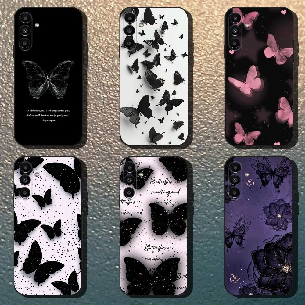 

Butterfly Love Black Phone Case For Samsung Galaxy A13,A21s,A22,A31,A32,A52,A53,A71,A80,Soft Black Shell