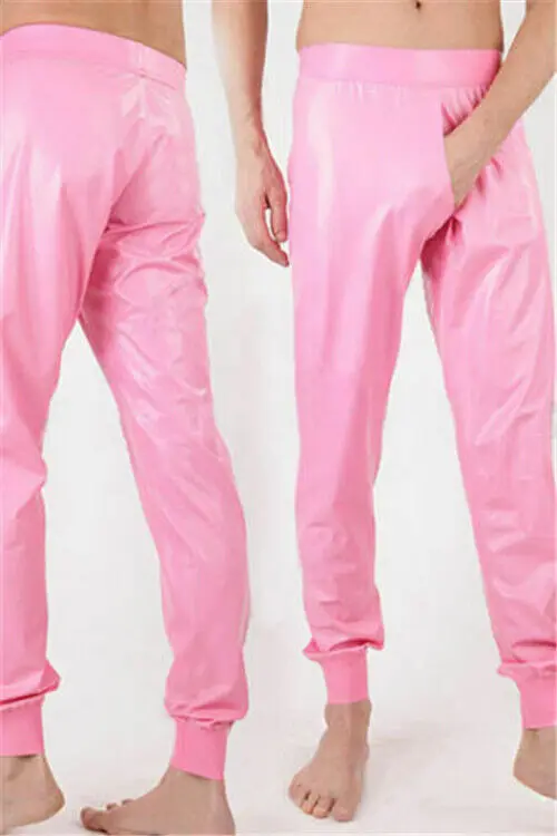 

fashion 100%Latex Pants Rubber Party Club Pink Casual Trousers Swimwear 0.4mmS-XXL