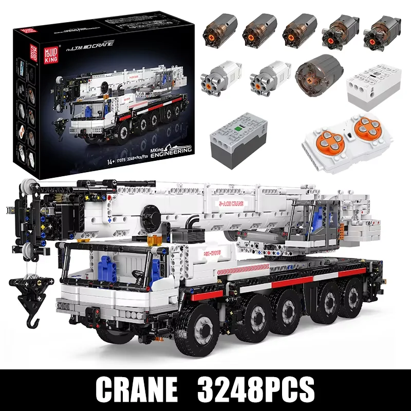 Mold King 17073 17074 Technische auto Speelgoed Afstandsbediening LTM 1110 Kraan Bouwsteen Assemblage Vrachtwagen Baksteen Kerstcadeau voor kinderen