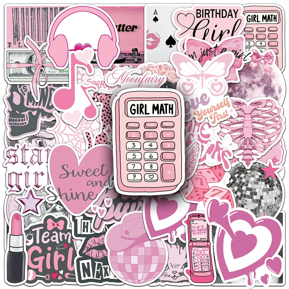 10/30/50 szt. Naklejki w stylu Ins, urocze, słodkie, różowe, dziewczęce, estetyczne, kreskówkowe naklejki do samodzielnego tworzenia albumów, na bagaż, telefon, graffiti, dekoracje.