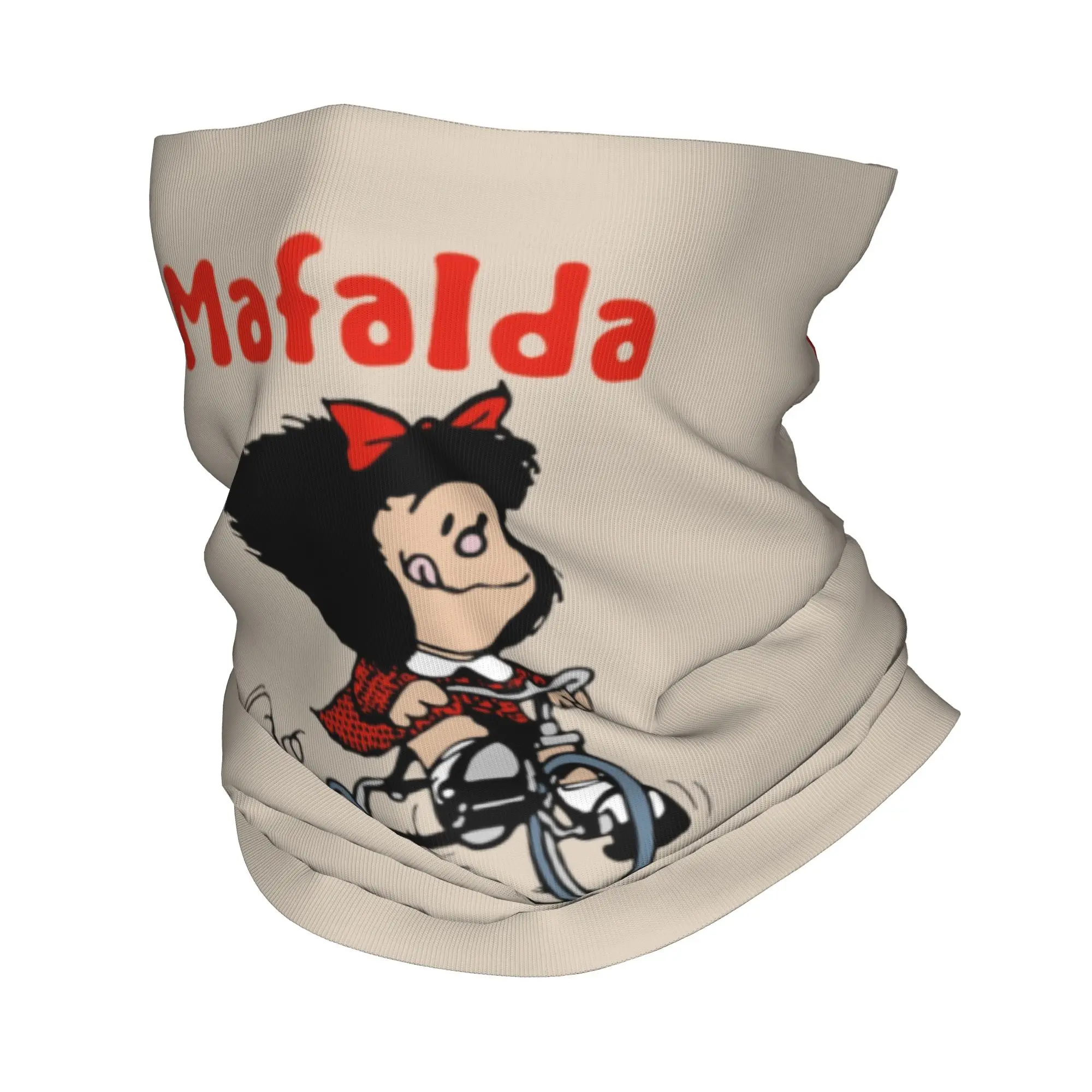 Mafalda Bicycle 3 Wheels Neck Gaiter Men Women UV Face Shield Winter Quino Manga Cartoon Bandana Scarf for Ski