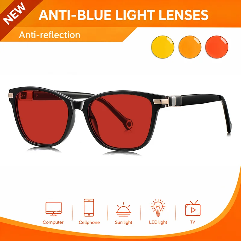 Очки для компьютера Firstsense Anti Blue Light с красными линзами для улучшения сна, оранжевые линзы для длительной игры, очки для отдыха для мужчин и женщин