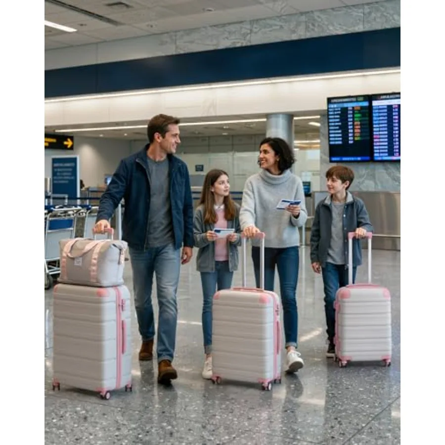 Luggage Sets 5 Pcs Lightweight Carry On luggage with Duffel Bag ABS+PC Hardshell Suitcases with YKK zippers Double Spinner Whee