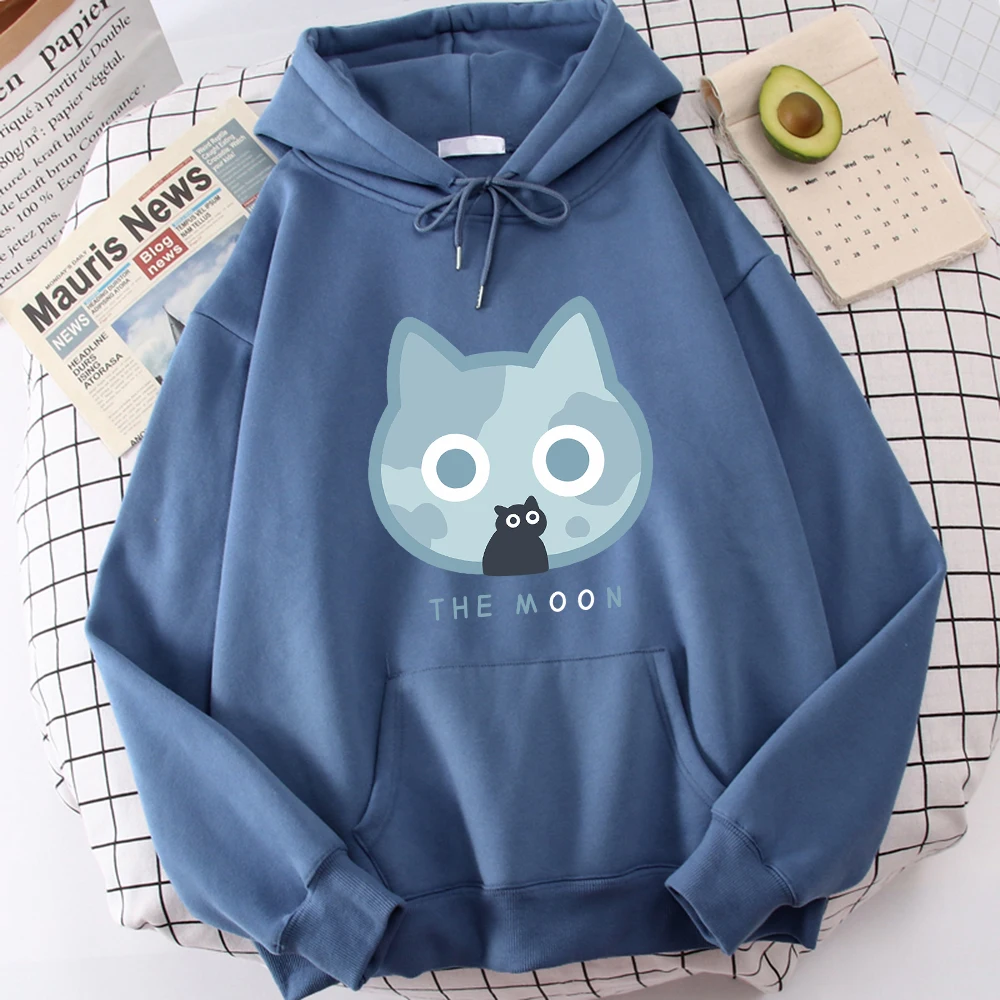 The Cartoon Cat With A Big Face Male Hooded Jacket Comfort Pullover High-Quality Youth Hoodie Home Vigor Clothing