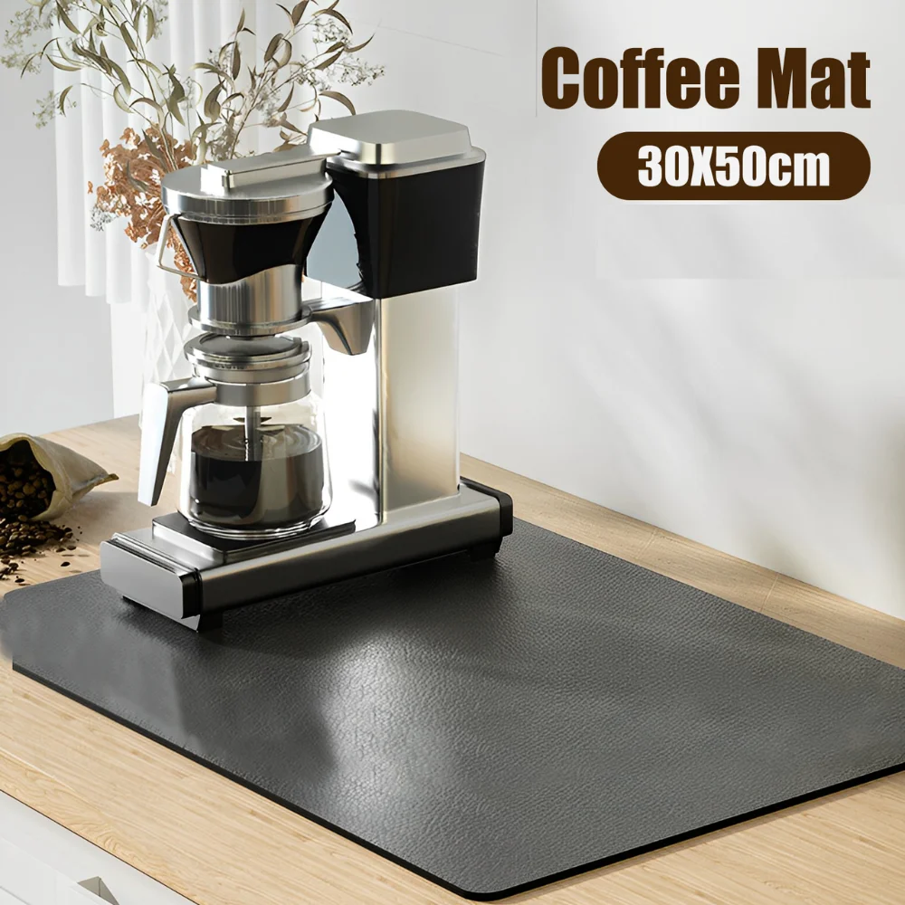 Absorbent Coffee Mat Hide Stain Rubber Backed Dish Drying Mats Anti-Slip Draining Mat Coffee Maker Espresso Machine Placemat