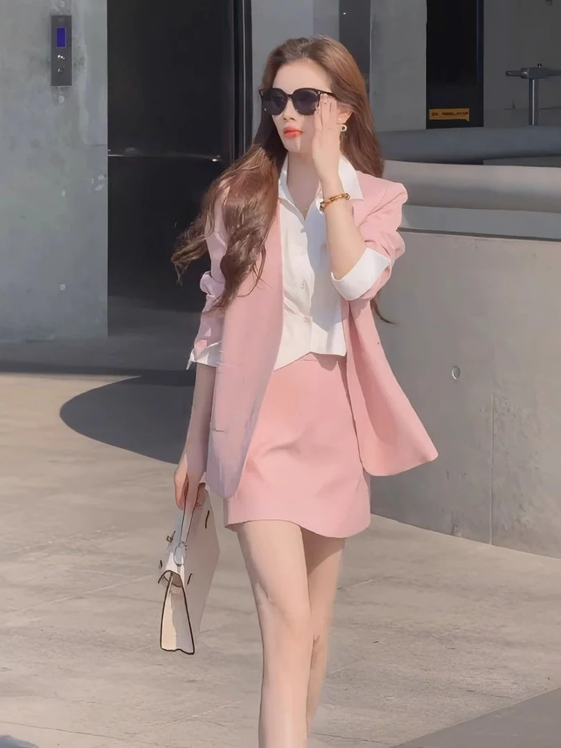 

Early Spring Profional Suit Set Ele Agel Busin Coat And Skirt Two Piece Set Casual Sle Polyester Fiber High Waist