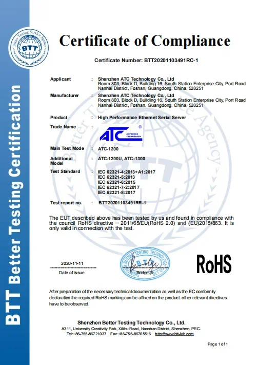 Convertidor de servidor serie 2025 Convertidor de serie a Ethernet RS232/485/422 (ATC-1200)