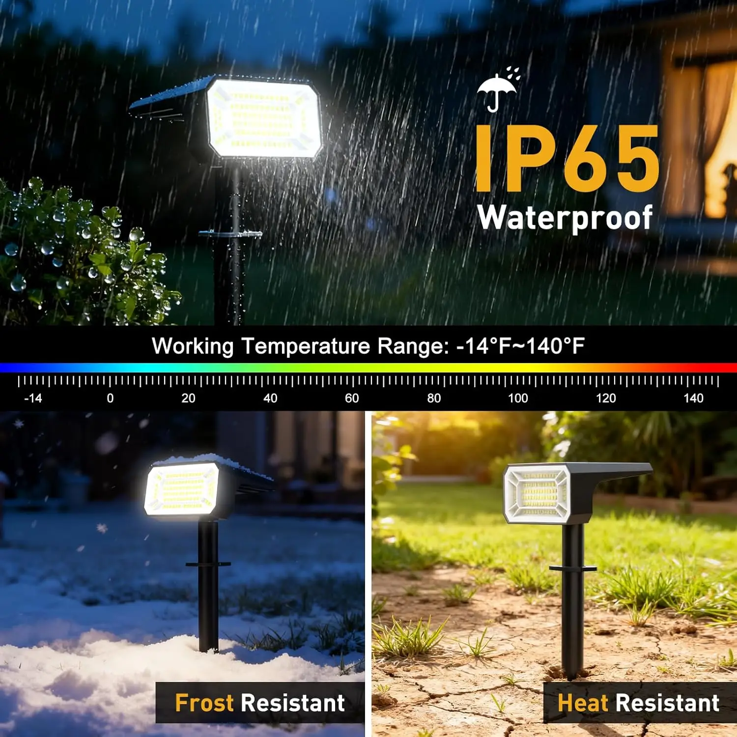 8팩 태양광 스포트라이트 야외 방수 IP65, 100 LED 4가지 모드 조경 조명 정원 통로용