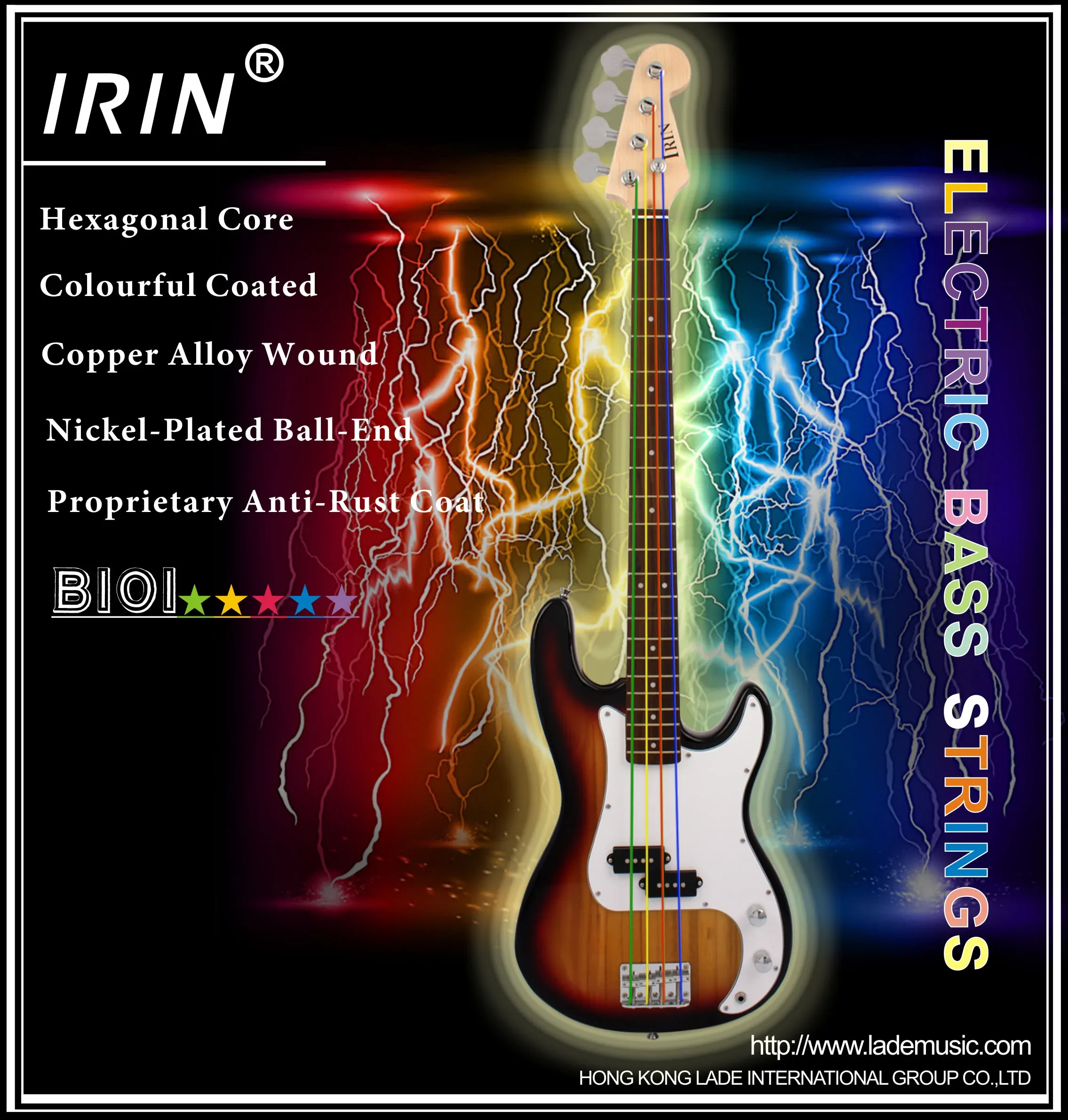 IRIN Electric Bass Strings Professional Stringed Instrument Accessory Steel Core Nickel Copper Alloy Wound Electric Bass Strings
