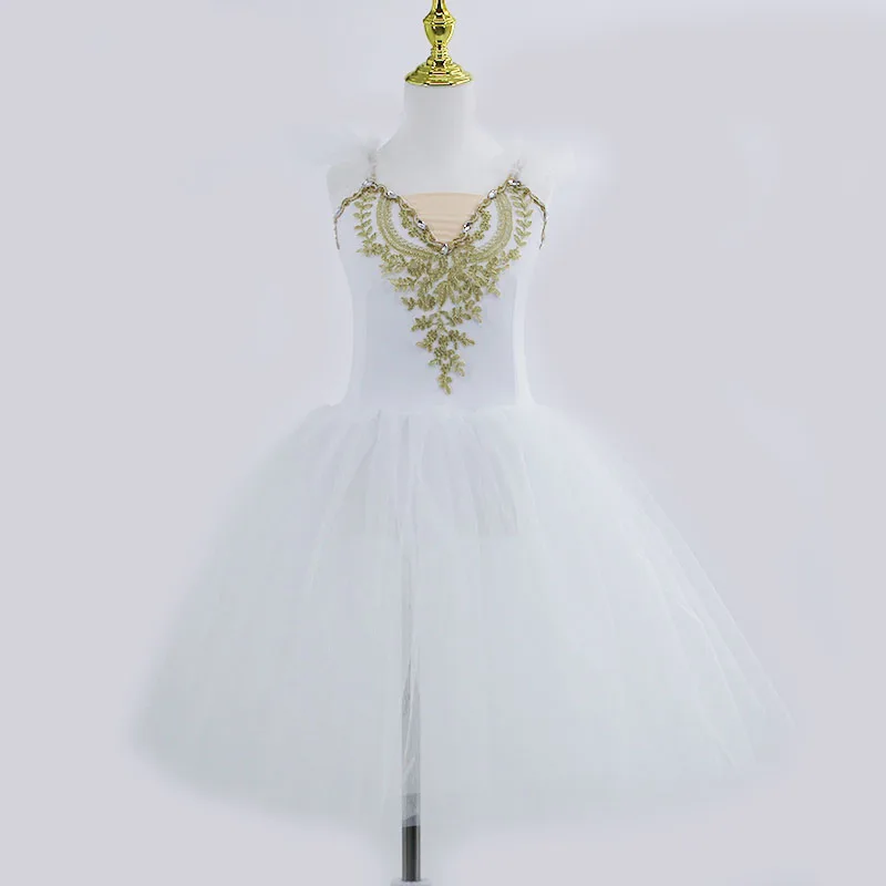 Robe de Ballet blanche longue Tutu de Ballet romantique Ballet professionnel ballerine du lac des cygnes Femme enfants filles Costume de Ballet féerique