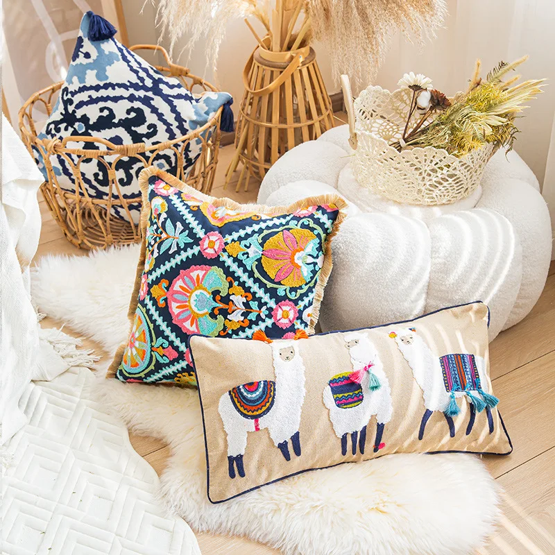 Moroccan Alpaca Office Chair Cushion Indian Throw Pillows Colorful Creative Home Decor Sofa Pillow Cases for Room Decoration