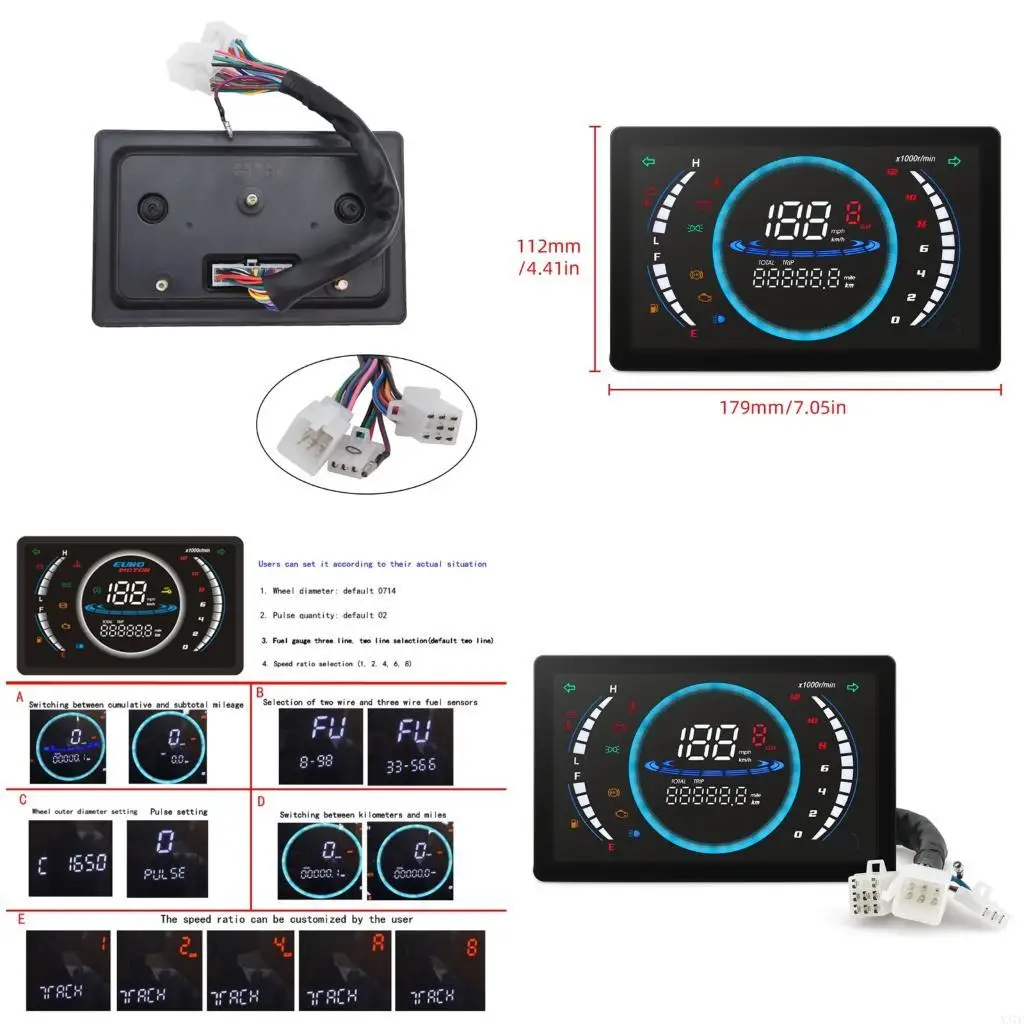 

Универсальный мотоцикл цифровой панель мониторной панели Регулируемый светодиодный спидометр Одометр тахометра с температурой