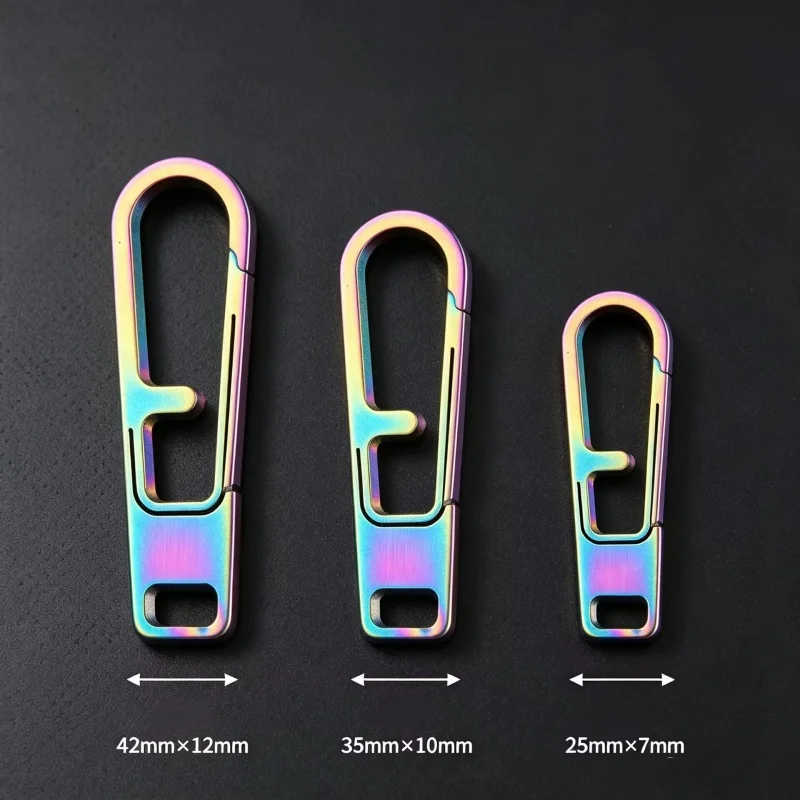 Titanium Alloy Detachable Zipper Head for Bags, Clothing, Mini Spring Clip Keychain, Lanyard, Bag Buckle, Backpack Buckle