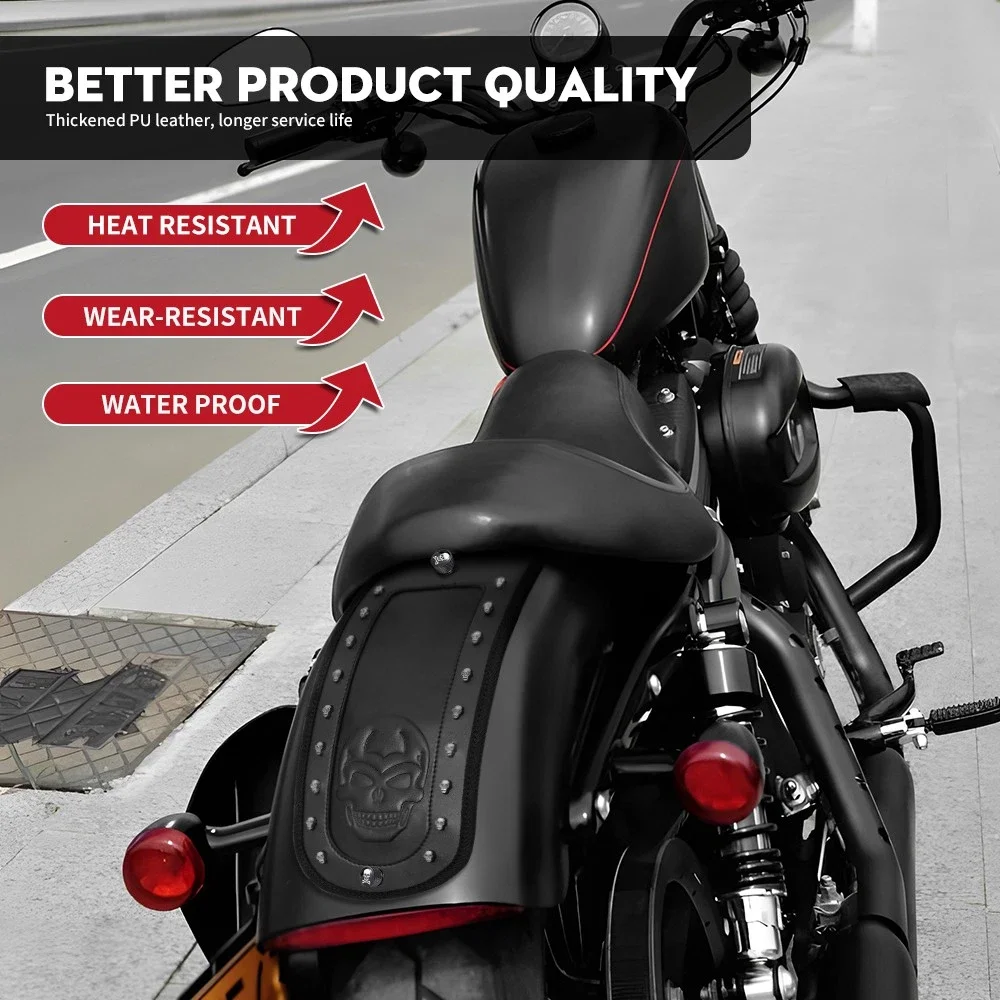 Motorcycle Decorative Pad Rear Fender Bib Black Pu Leather Rear Bib for Harley Sportster XL 883 1200 48 2004-2021