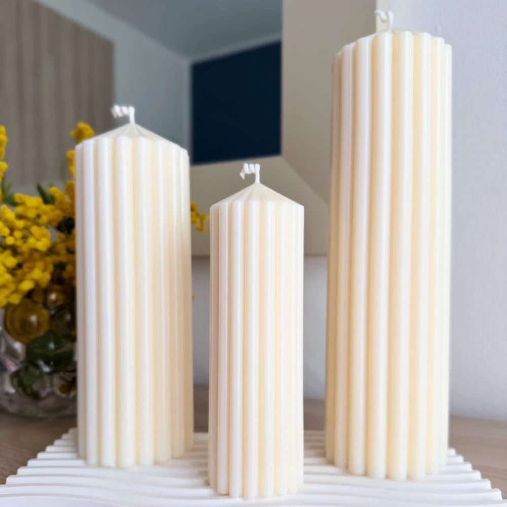 Multi Size Stripe Column Candle Acrylic Mold 3D Pencil Pillar Plastic Mould Geometry Wedding Scented Decor DIY Enthusiasts Gifts