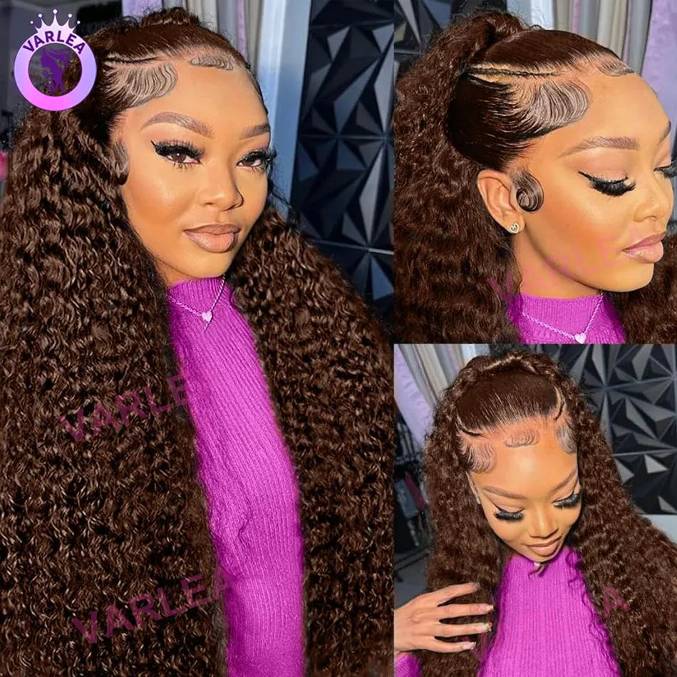 

Chocolate Brown 13x6 Hd Lace Frontal Wig Human Hair Wigs Pre Plucked 30 inch Brown Curly Human Hair Wig 13x4 Lace Front Wig